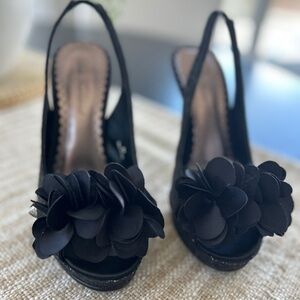 Lulu Townsend Black Floral Stiletto Heels